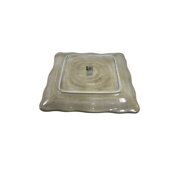 Tabletops Lifestyles Campagnolo Square Dinner Plate Hand Painted Beige 11 1/8" - Picture 6 of 7
